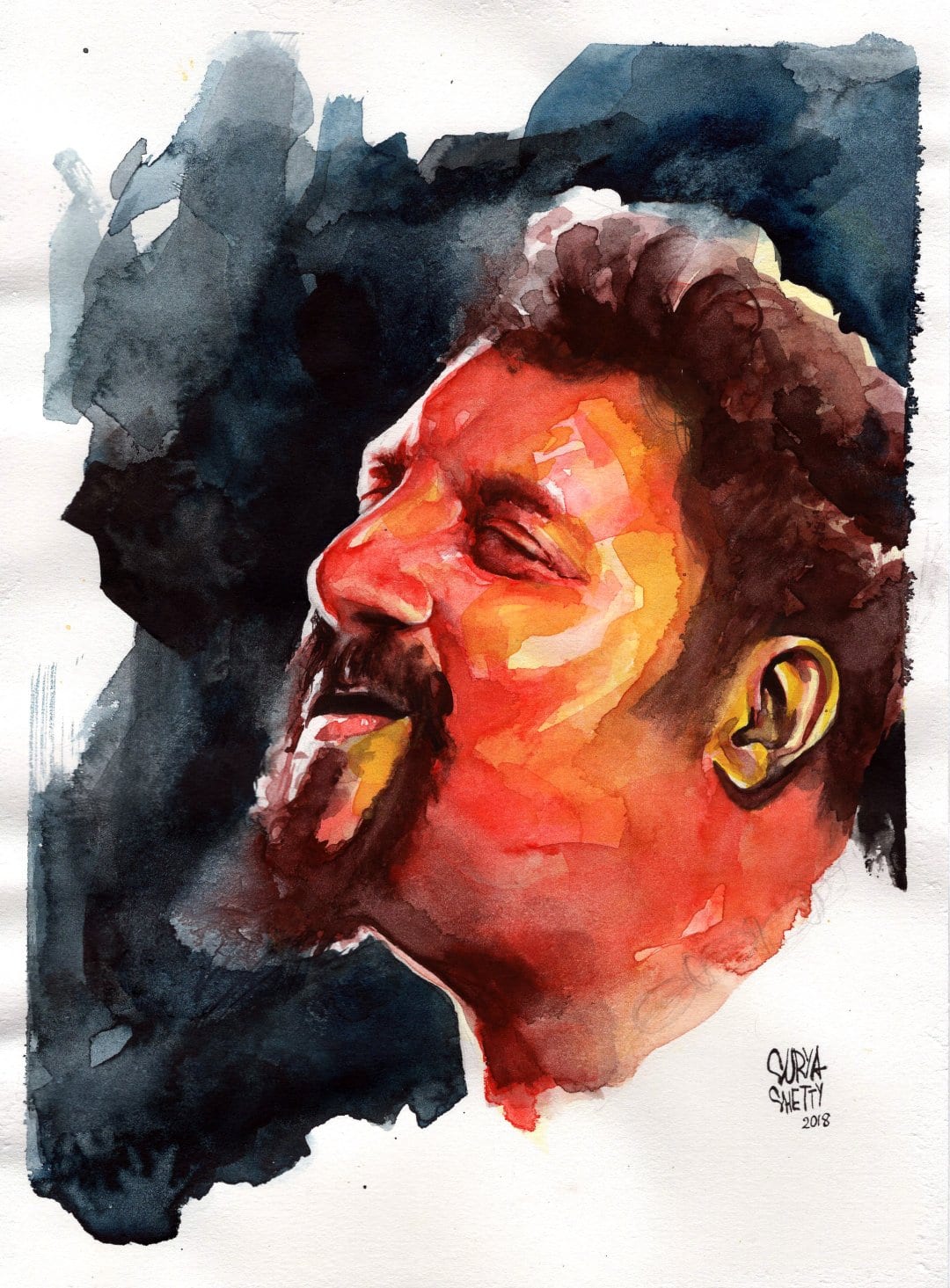 Abstract Watercolor Portrait By Surya Shetty