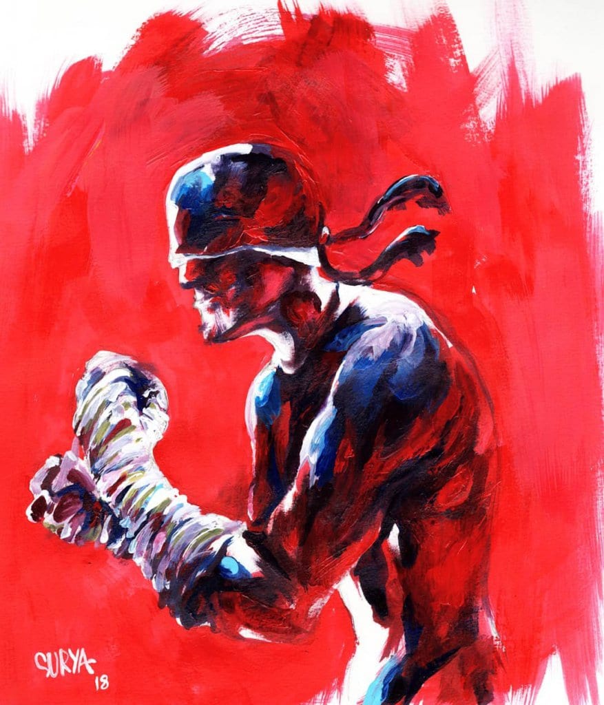 Daredevil Watercolour Portrait By Surya Shetty