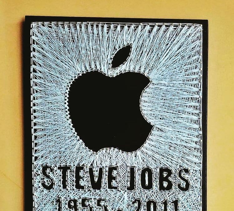 Apple Logo Steve Jobs Inverse String Art by Anjani