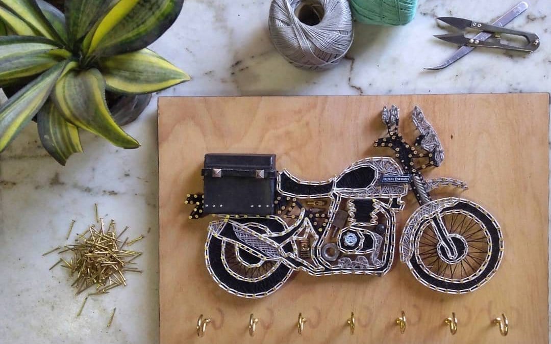 Motorbike Key holder String Art by Anjani