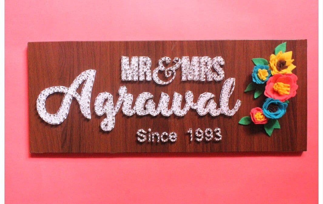 Nameplate with Flowers String Art by Sushmita