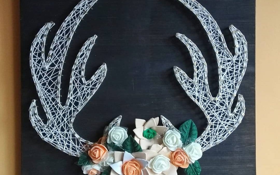 Antler with Flowers String Art by Anjani