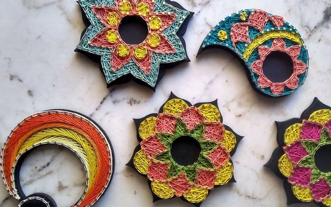 Diya Holder String Art by Anjani