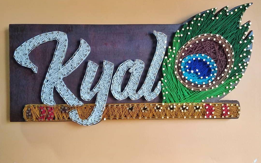 Kyal Peacock Nameplate String Art by Anjani