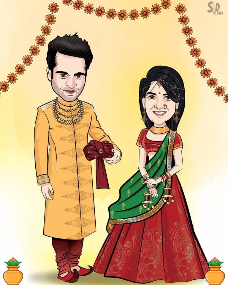 Life Size Wedding Couple Caricature by Sidtoons Stoned Santa