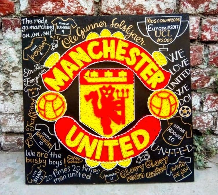 Manchester United String Art with Doodles