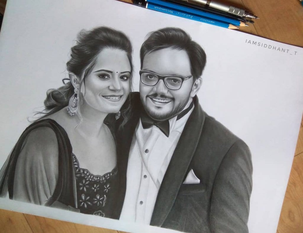 Couple Pencil Hyper Realistic Portrait by Siddhant Stoned Santa