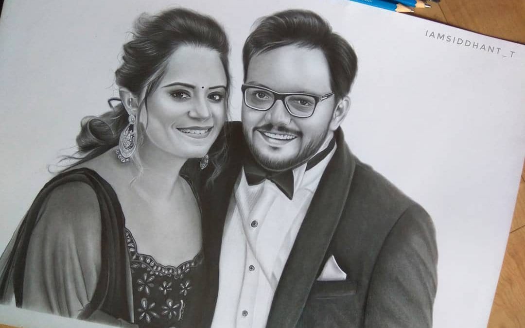 Couple Pencil Hyper Realistic Portrait by Siddhant