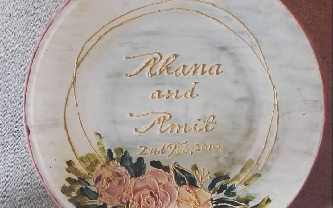 Customized Hand Painted Wall Plate (Wedding Date)