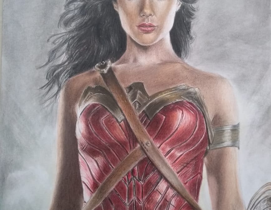 Wonder Woman Handmade Color Portrait by Kaustubh – Stoned Santa