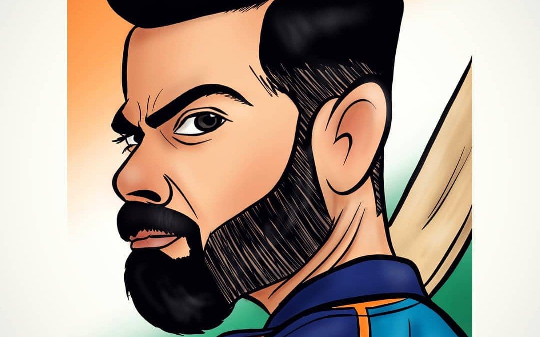 Virat Kohli – Indian Cricketer Caricature by Chetan