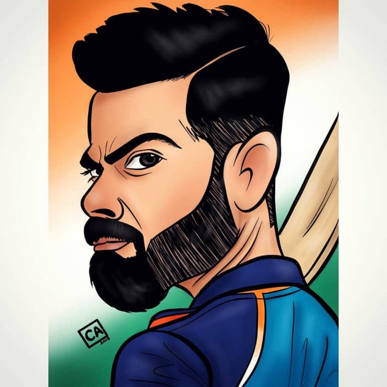 Virat Kohli - Indian Cricketer Caricature by Chetan - Stoned Santa