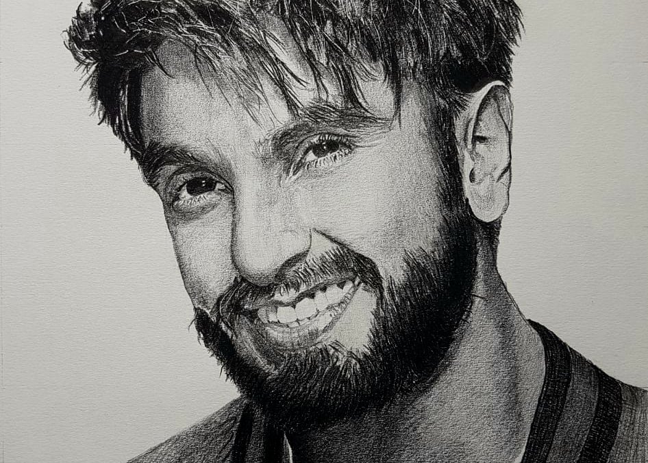 Ranveer Singh Hyper Realistic Pencil Portrait- Om Prakash