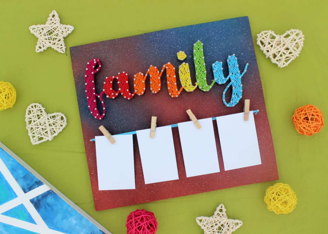 Family String Art with Photos | Personalized Gifts - Stoned Santa