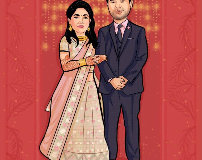 Invitation for wedding | Couple Caricature