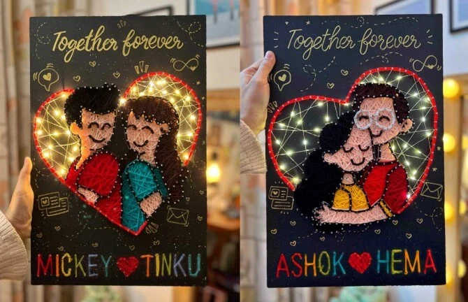 Couple String Art Together