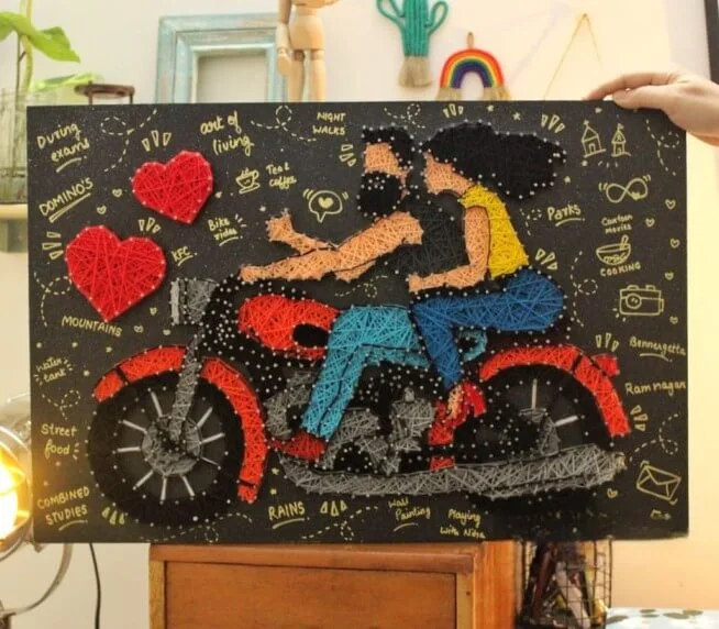 Couple on Bike String Art