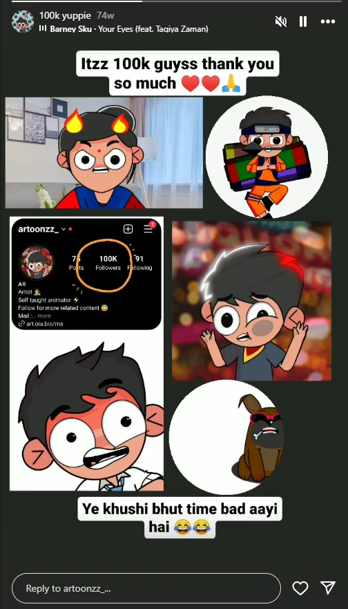 Artoonzz Instagram 100K achievement