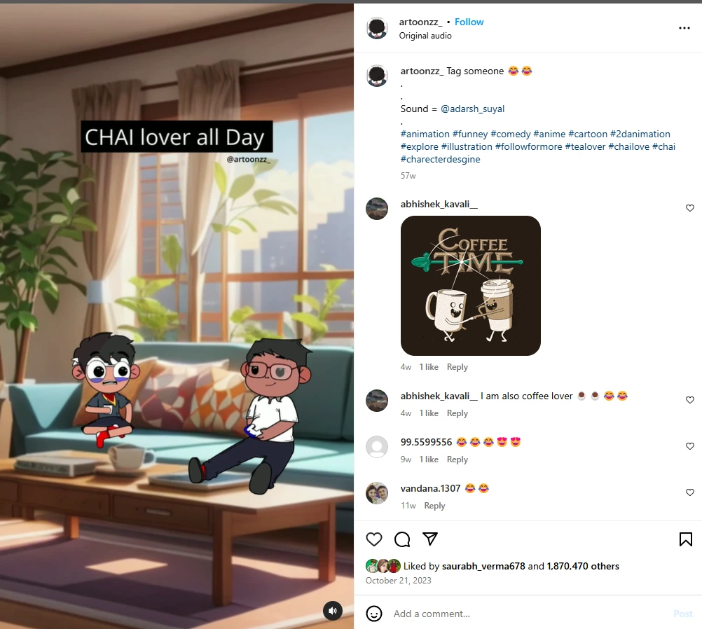 Artoonzz Instagram Reel - Chai Lover