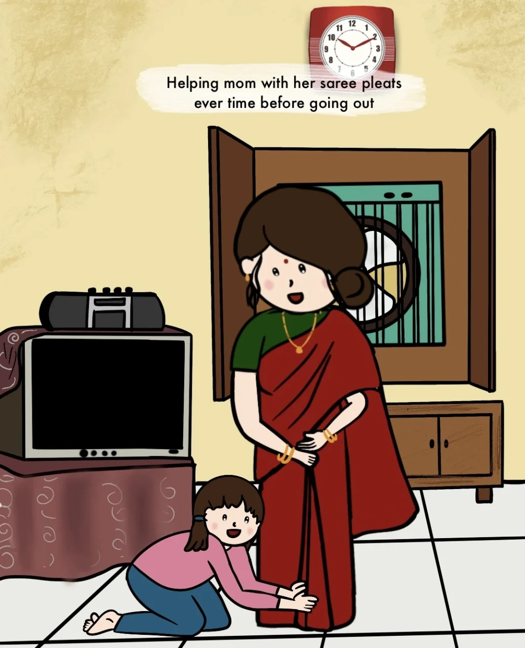 Animation on childhood memories with mother