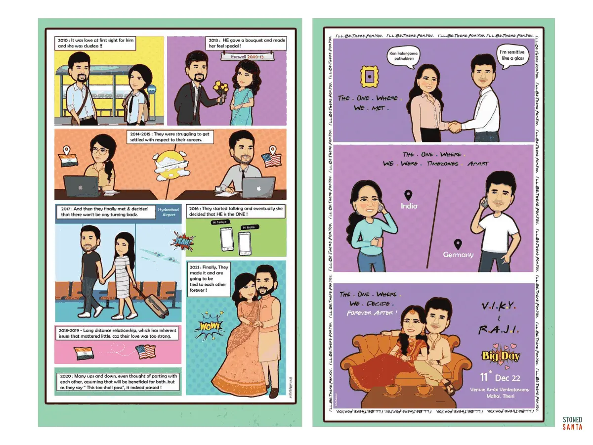 Comic-themed wedding invitations